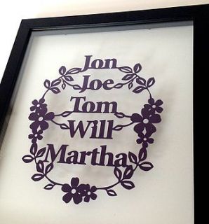 personalised family papercut art by ant design gifts