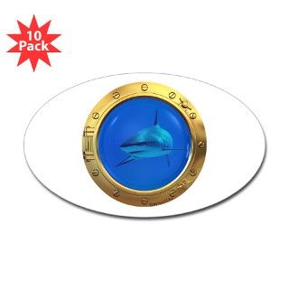 Shark Porthole Oval Sticker (10 pk) by barrysworld