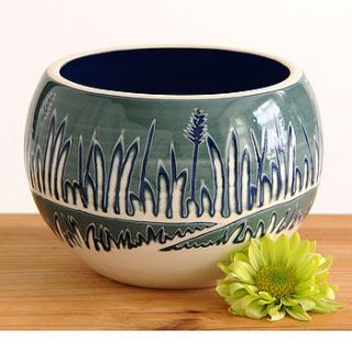 handmade ceramic meadow design bowl/vase by rowena gilbert contemporary ceramics