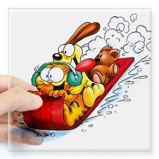 Sledding Fun Square Sticker 3 x 3 by garfield