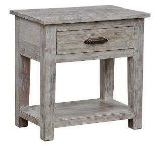 Verde Collection Colton Acacia Wood End Table   Distressed White Shelves