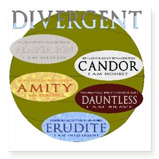 Divergent Factions Square Sticker 3 x 3 by listing store 5565