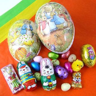 11.5cm easter egg with foiled chocolates by chocolate by cocoapod chocolate