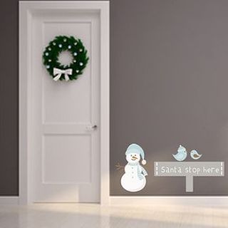 santa stop here christmas fabric wall sticker by littleprints