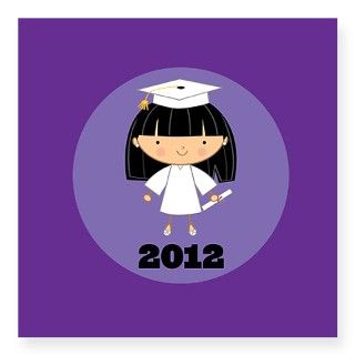 Graduation 2012 Cute Girl Graduate Square Sticker by mainstreetshirt