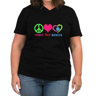 peace love rescue Womens Plus Size V Neck Dark T  by SouthPlainsSPCA