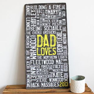 personalised 'loves' reclaimed slate by more than words 'typographic art'