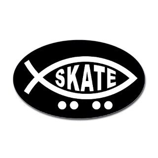 Skating Fish Sticker (black) (Oval) by sounreasonable