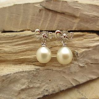 bow pearl drop earrings by tigerlily jewellery