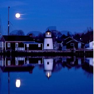 Mystic Seaport Lighthouse Silver Square Necklace by Admin_CP4424237