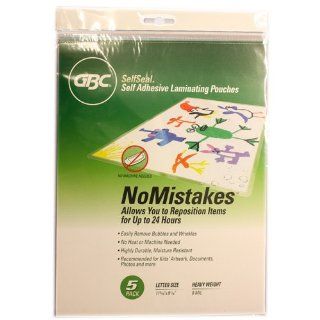 GBC SelfSeal NoMistakes Machine Free Laminating Pouches, Letter Size, Clear, 5 Pouches per Pack (3747428T)  Laminating Supplies 