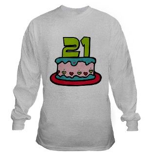 21 Year Old Birthday Cake Long Sleeve T Shirt by keepsake_arts