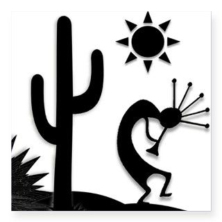 Silhouette Kokopelli Square Sticker 3 x 3 by cultper