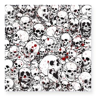 Skulls background blood splatter Square Sticker 3 by hotroddintees