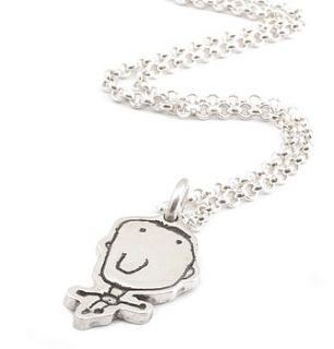 personalised charm on a chain   drawn by your child by fingerprint jewellery