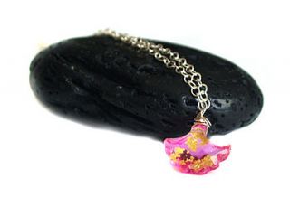 pink topaz quartz and real 24kt gold flakes necklace by prisha jewels