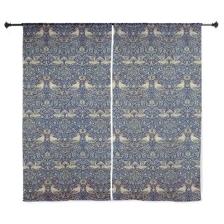 Morris Blue Pattern with Birds Curtains by FineArtDesigns