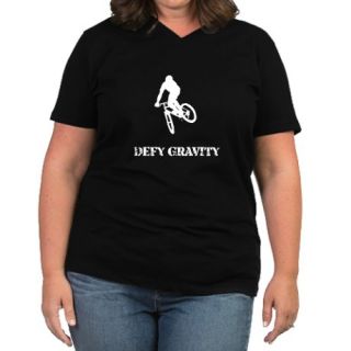 Defy Gravity Womens Plus Size V Neck Dark T Shirt by TheTeeRoom