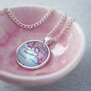 personalised map pendant circle necklace by ellie ellie