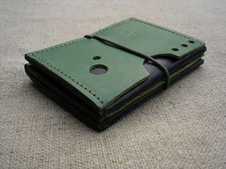 leather zigzag wallet in green or black by natthakur london