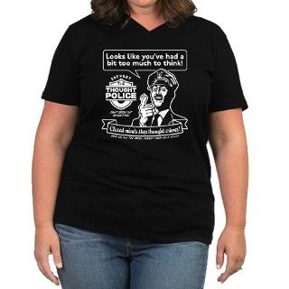 Thought Police Womens Plus Size V Neck Dark T Shi by libertymaniacs