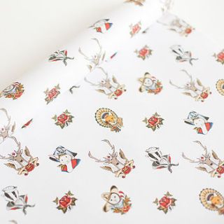 animal tattoo wrapping paper two sheets by sophie parker