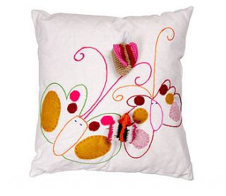 girl's cushion with butterfly design by biome lifestyle