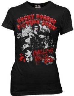 Rocky Horror Picture Show Thrills Chills Juniors Black Tee T Shirt, Large Movie And Tv Fan T Shirts Clothing