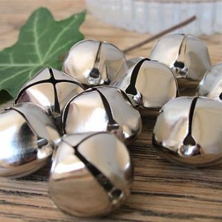 pack of five silver christmas bells 20mm by edamay
