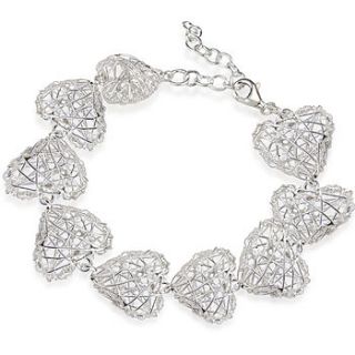 wire wrapped sterling heart bracelet by prisha jewels