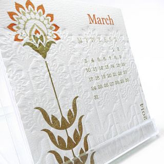 2014 hand embossed desk calendar by linokingcards