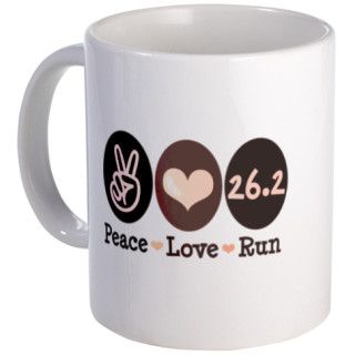 Peace Love Run 26.2 Marathon Mug by chrissyhstudios