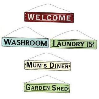 vintage home hanging signs by sleepyheads