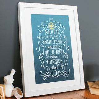 never give up typographic print by cat's print shop