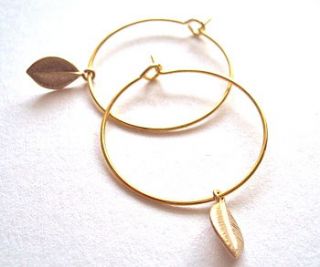 gold leaf hoop earrings by a box for my treasure