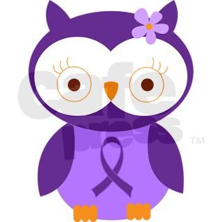 Purple Ribbon Awareness Owl Round Sticker by mainstreetshirt