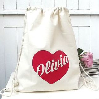 personalised storage bag with heart design by rosie jo's