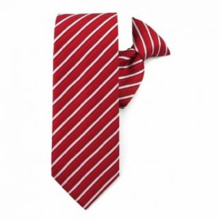 Absolute Stores Red & White Even Stripe Clip on Tie at  Mens Clothing store