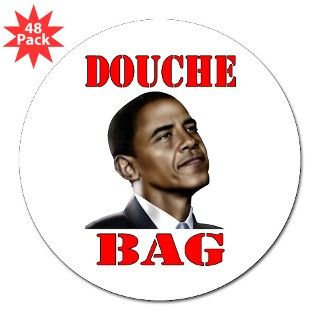 Obama the Douche Bag 1 3" Lapel Sticker (48 p by nowhiteguilt