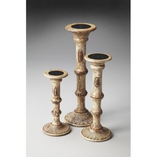 Hors Doeuvres 3 Piece Irvine Carved Wood Candle Holders Set