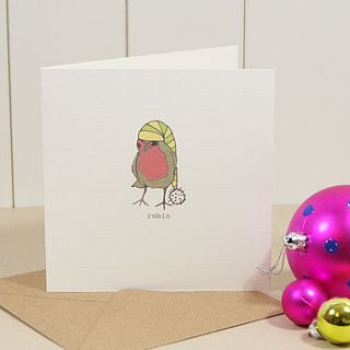 'sent for christmas with love' robin card by miss sammie designs