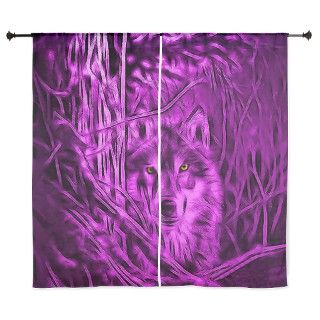 Pink Night Warrior Wolf 60 Curtains by aaanativearts