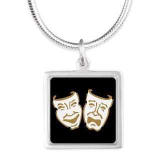 Drama Masks Silver Square Necklace by Admin_CP3764732