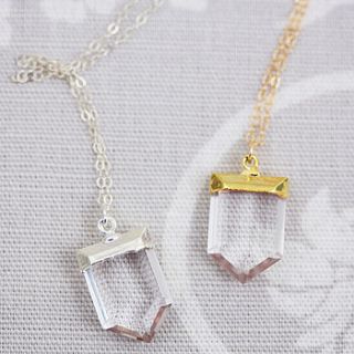 24k gold dipped crystal quartz pendant by j&s jewellery