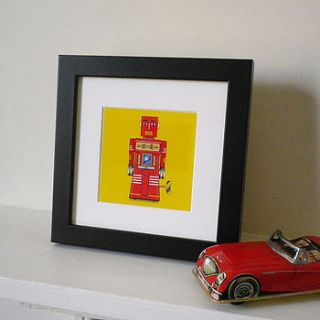 miniature tin toy robot print by glyn west design