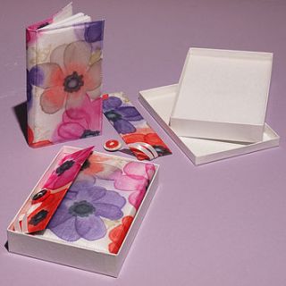 notebook and bookmark gift set by joanne eddon (hand painted silk)