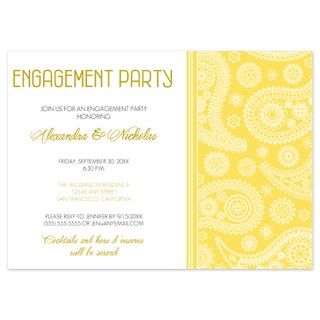 Henna Paisley Engagement Party Invitation (lemon) by thehappypeacock