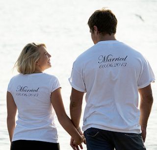 personalised 'mr and mrs' wedding t shirts by precious little plum