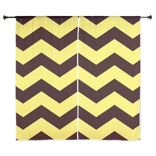 Yellow and Chocolate Brown Chevron 60 Curtains by bikkimix