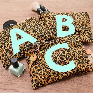initial leopard print pouch by alphabet bags